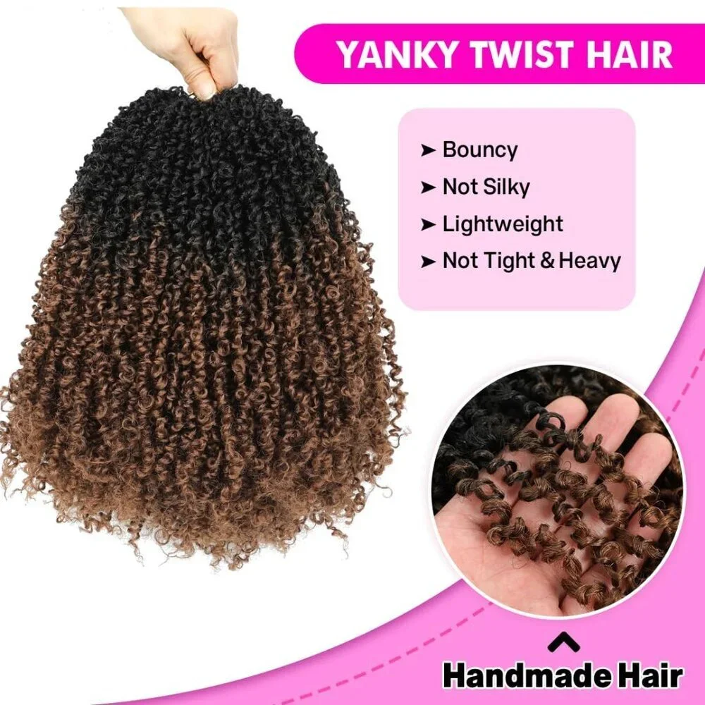 6Pack Yanky Twist Crochet Hair 12 Inch Fluffy Styled for Black Women